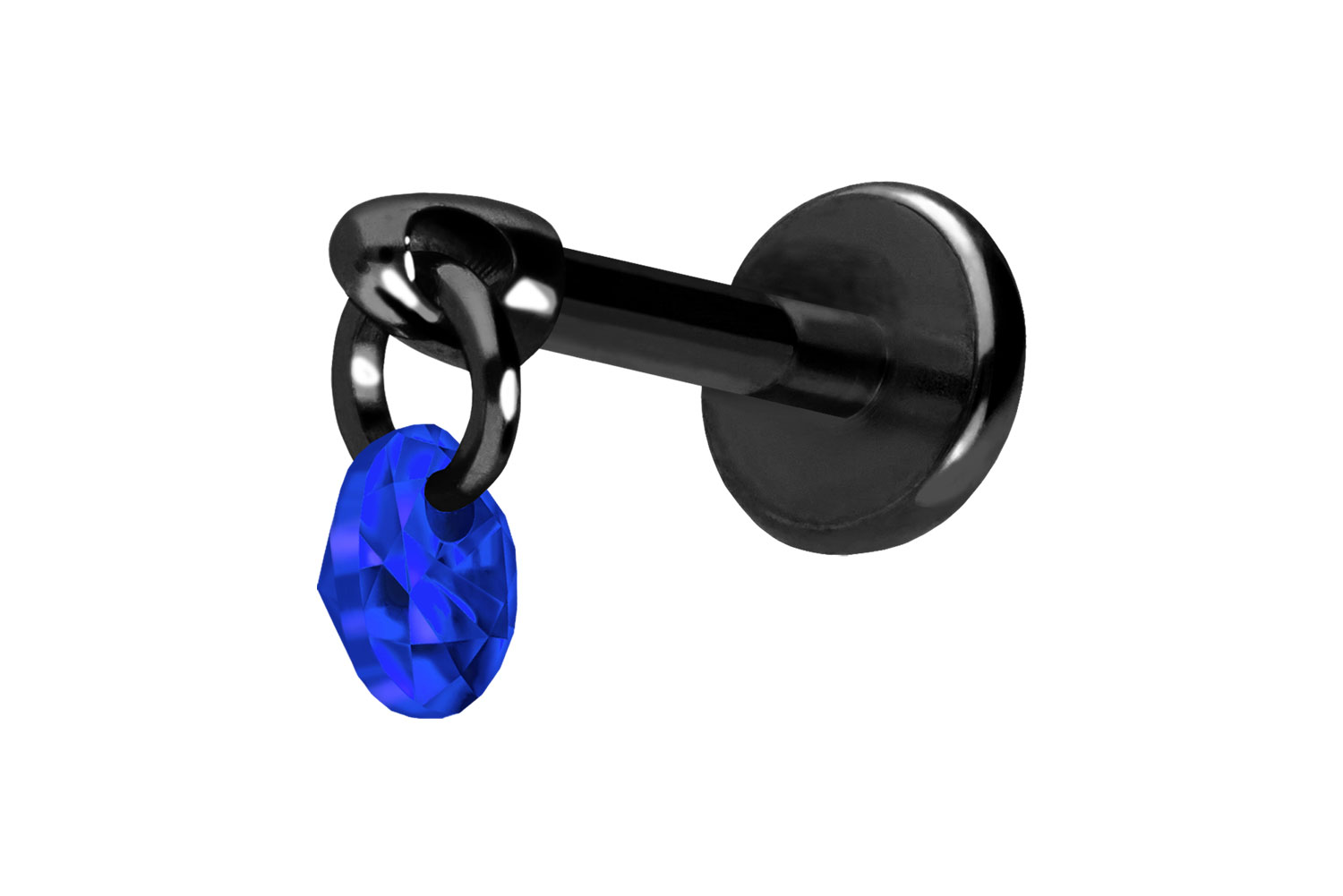 Titan Labret Piercing mit Push Fit RUNDER KRISTALL